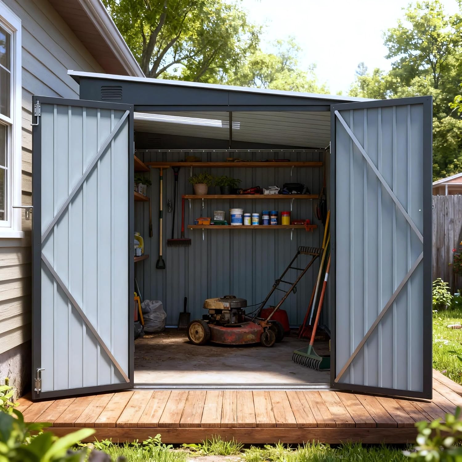 6x8 FT Metal Lean to Shed Lock - огляд і ціна Outdoor Lighting Waterproof