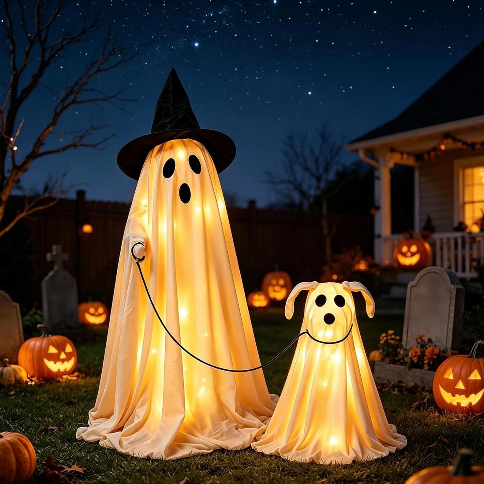 LED Lighted Ghost Dog Set Warm - огляд і ціна Outdoor Lighting Effects