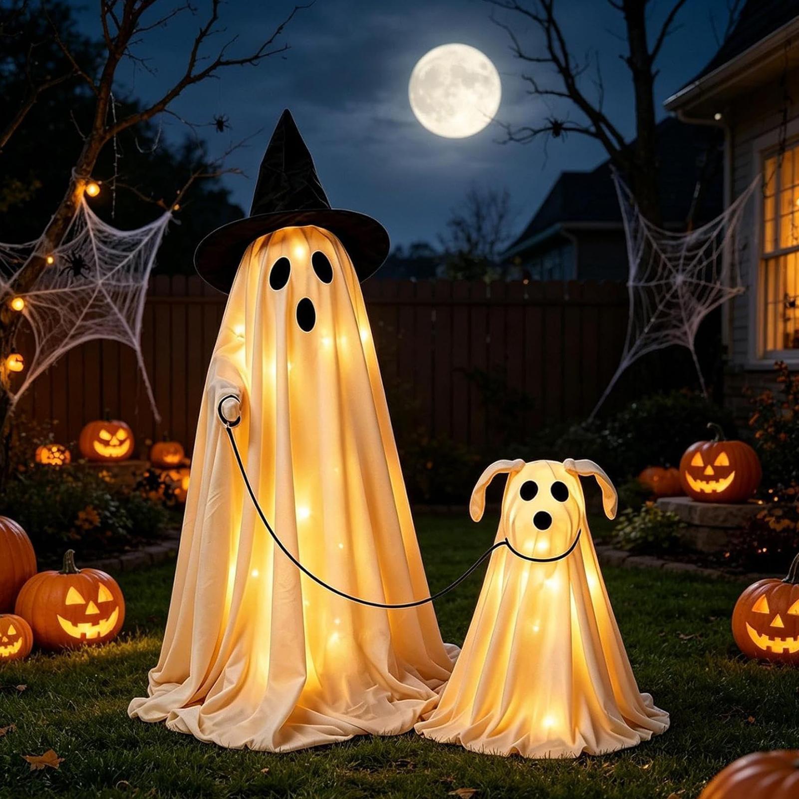 LED Lighted Ghost Dog Set Warm - огляд і ціна Outdoor Lighting Effects