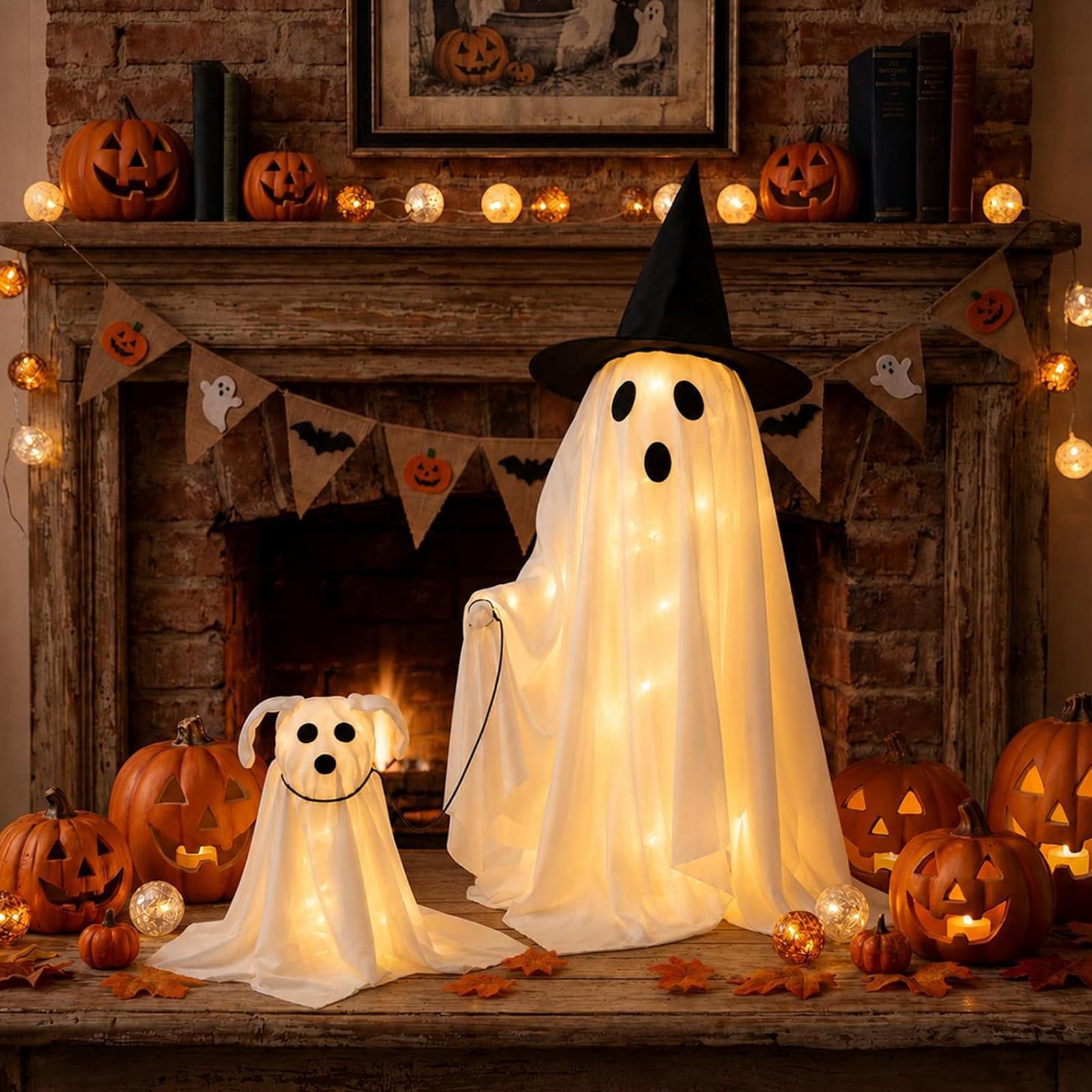 LED Lighted Ghost Dog Set Warm - огляд і ціна Outdoor Lighting Effects